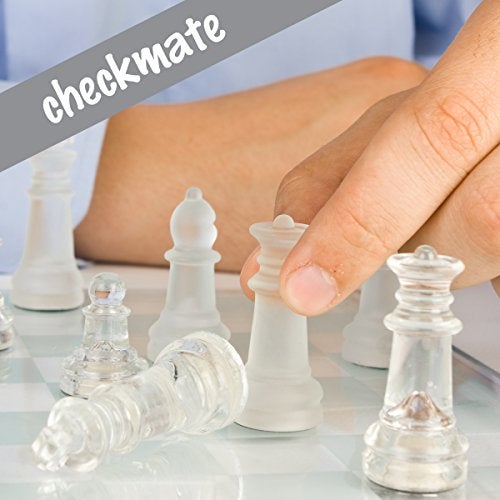 Gamie Premium Glass Chess Set, 10 Inch - Elegant Design - Durable Build - 32 Frosted and Clear Pieces - Felted Bottoms - Easy to Carry - Stable & Fully Functional for Chess Lovers - Image 5