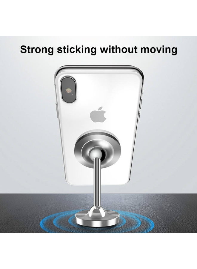 حامل هاتف مغناطيسي للسيارة، دوران 360°، قاعدة مغناطيسية للوحة القيادة، حامل هاتف عالمي متوافق – فضي - Image 2