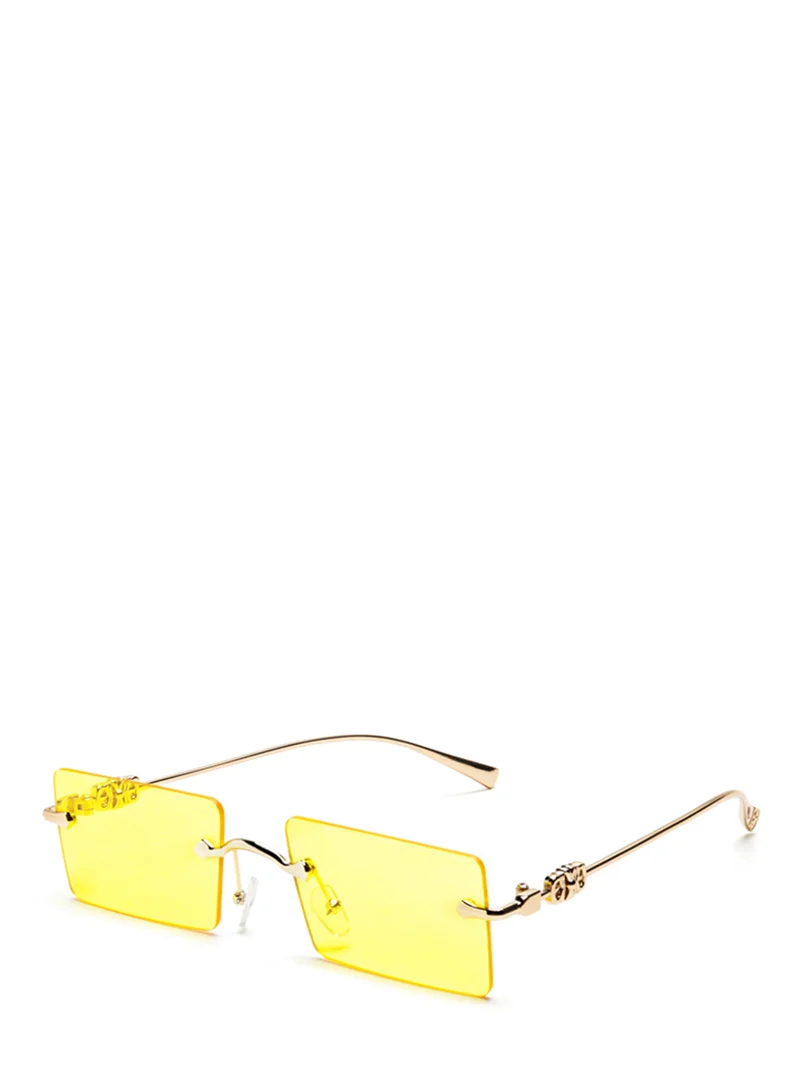 London Rag Rectangular Metallic Rimless Yellow Sunglasses