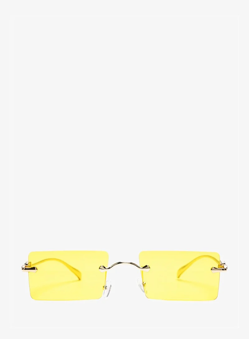 London Rag London Rag Women's Rectangular Metallic Rimless Yellow Sunglasses