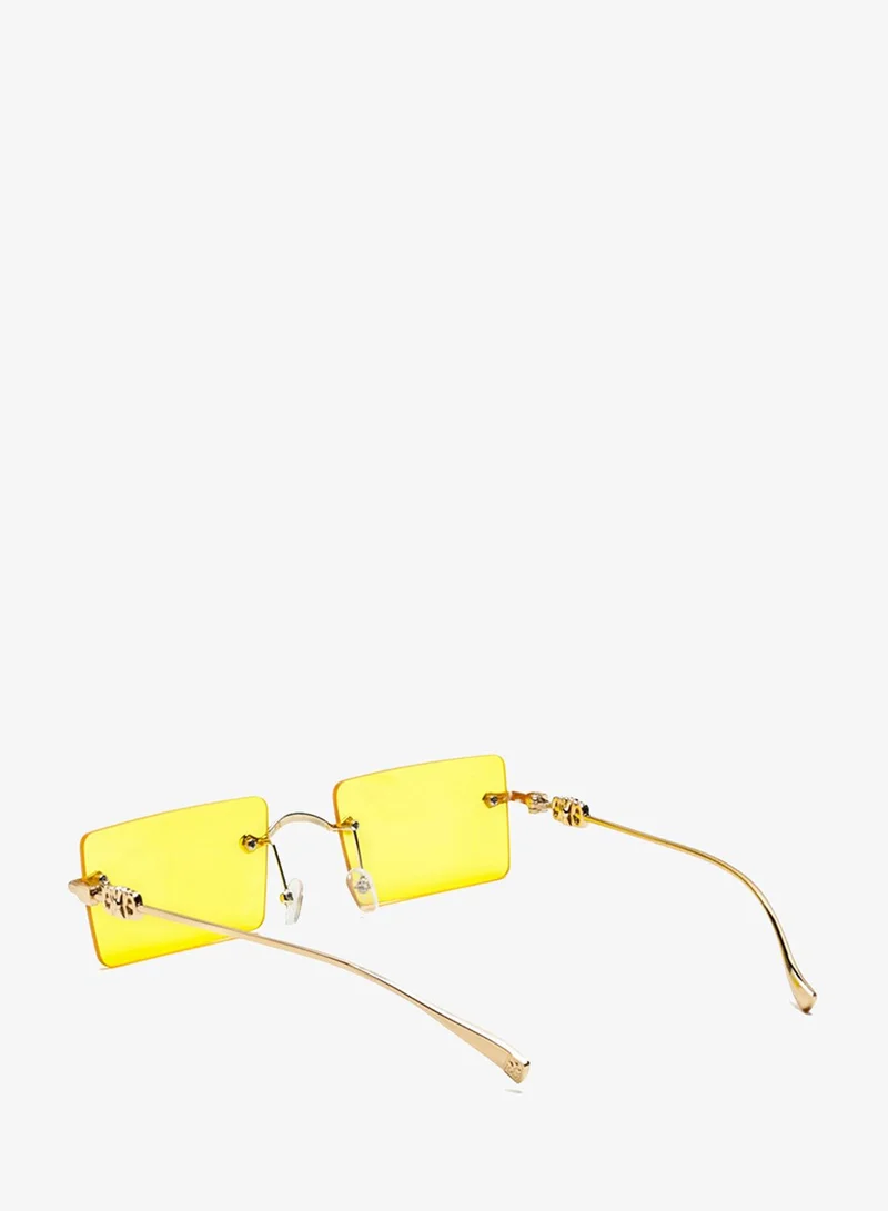 London Rag London Rag Women's Rectangular Metallic Rimless Yellow Sunglasses