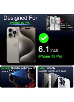 Generic [3+3 Pack] Privacy Screen Protector for iPhone 15 Pro [6.1 inch] with Camera Lens Protector Set,  Anti-Spy Tempered Glass Screen Protector, 9H Hardness, HD, Bubble Free, Scratch Resistant  - Image 2
