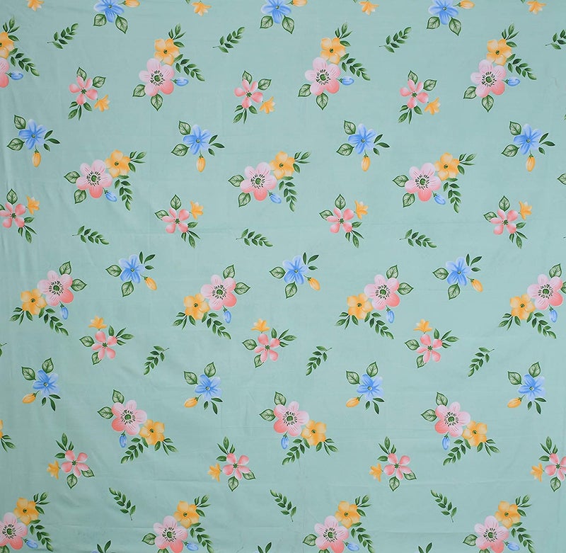 TIB 130 GSM Cotton Feel Polycotton King Size Bed Sheet with 2 Pillow Covers,90X100 Inches, Sea Green Flower - Image 2