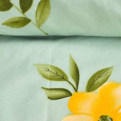 TIB 130 GSM Cotton Feel Polycotton King Size Bed Sheet with 2 Pillow Covers,90X100 Inches, Sea Green Flower - Image 3