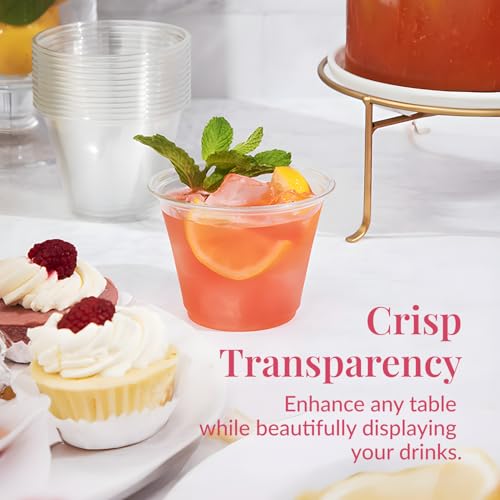Prestee 200-Pack - 9oz Clear Plastic Cups - Durable Disposable Plastic Wine Glasses for Party, Weddings, and Catering - Small Drinking Glasses for Cocktails and Beverages - Heavy-Duty Fruit Punch Cups - Image 4