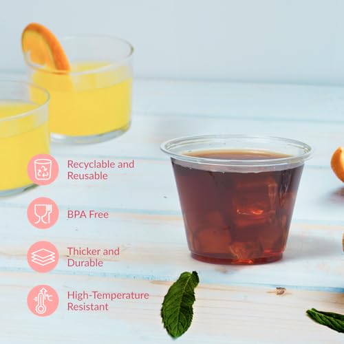 Prestee 200-Pack - 9oz Clear Plastic Cups - Durable Disposable Plastic Wine Glasses for Party, Weddings, and Catering - Small Drinking Glasses for Cocktails and Beverages - Heavy-Duty Fruit Punch Cups - Image 5