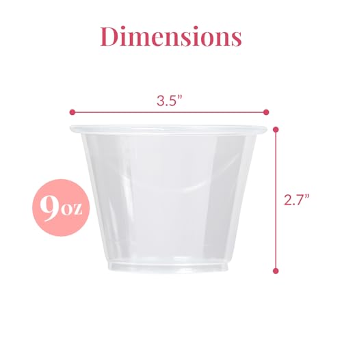 Prestee 200-Pack - 9oz Clear Plastic Cups - Durable Disposable Plastic Wine Glasses for Party, Weddings, and Catering - Small Drinking Glasses for Cocktails and Beverages - Heavy-Duty Fruit Punch Cups - Image 3