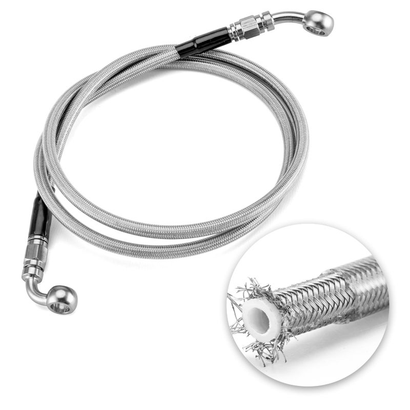 Mofun 44 Extended Length Hydraulic Front Brake Line Kit NonABS Compatible with Harley Sportster XL883 NL XL1200XT 20042022 For 8 10 Handlebar Stainless Steel Chrome - Image 2