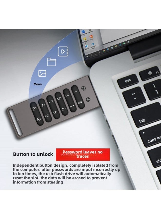 Supply Zinc Alloy Encryption U Disk AES256 Hardware Encryption Usb3.0 High Speed Digital Key U Disk-Color:Blue-[to Be Customized]]-Capacity:256GB  - Image 4
