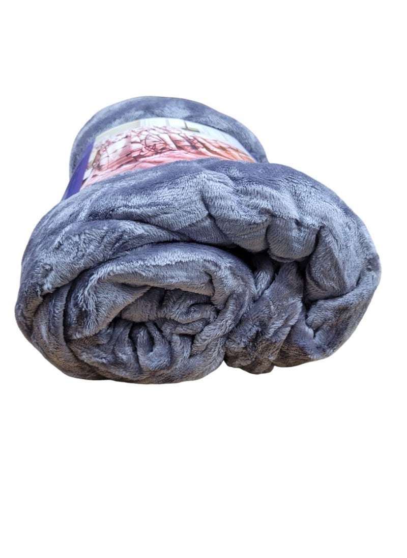 Baltic Linen Fleece Blanket 160X220Cm Soft-Fluffy Blanket-Warm For Sofa And Bed-Easy To Carry-Grey Colour  - Image 2
