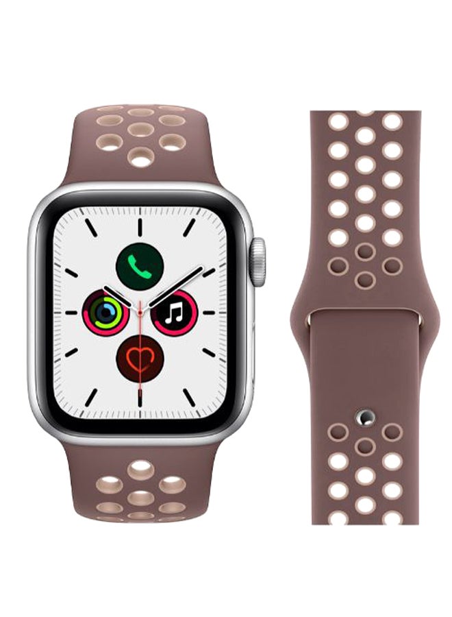 Perfii Dot Pattern Silicone Replacement Band For Apple iWatch Series 5/4/3/2/1 y Mauve/Beige - Image 2