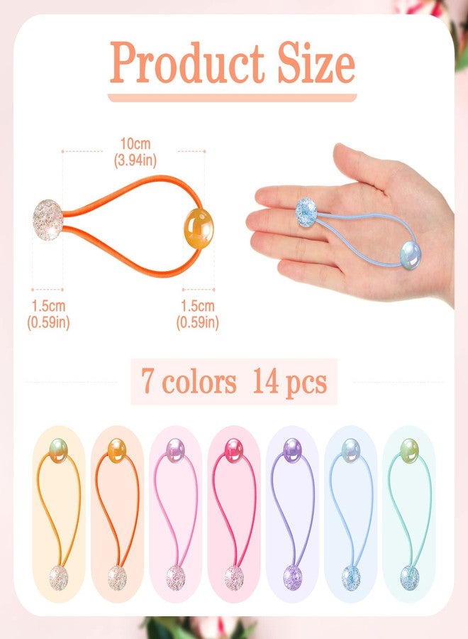 Chuangdi 14 Pcs Double Balls Hair Tie Elastic Ponytail Holders Colorful Double Bead Rubber Elastics Accessories for Kids Children Girls Women, 7colors - Image 2