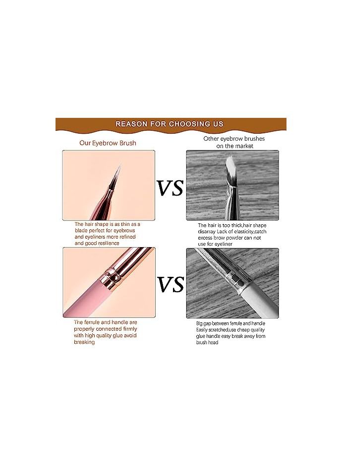 Duo Eyebrow Brush, Spoolie Brush and Angled Brow Brush Eyelash Brush for Eye Makeup 5pcs,