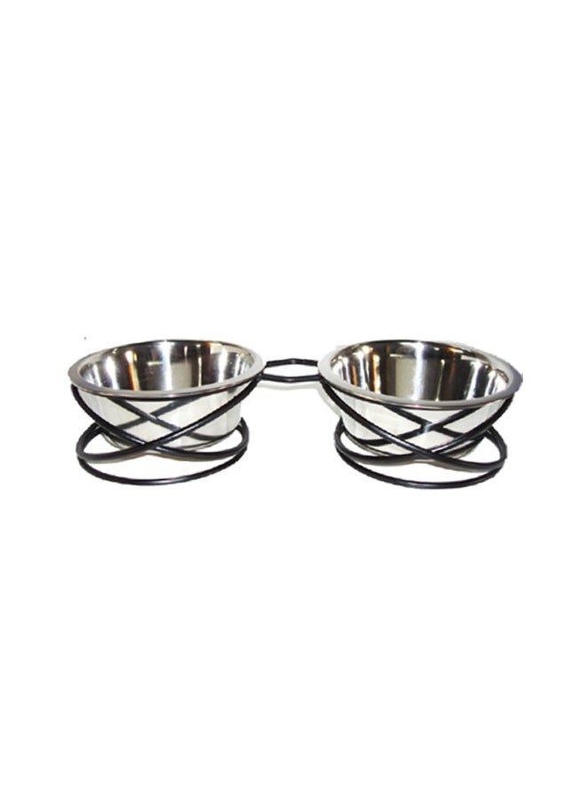 RainTech Raintech Wrought Iron Designer Wobble Frames Two Stainless steel Bowls