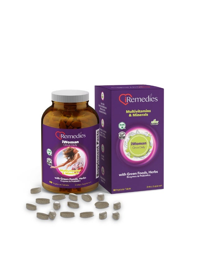 iRemedies iWoman Multi Once Daily – Women's Multivitamin with Essential Nutrients for Energy, Immunity, and Overall Wellness – 90 Tablets - Image 1