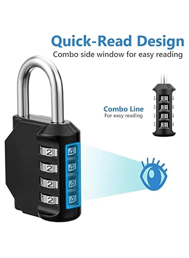 ZHQIAN 2 Pack Combination Lock 4 Digit Outdoor Waterproof Design Padlock, for School Gym Locker, Fence, Gate, Case, Hasp Cabinet (Black) - Image 4