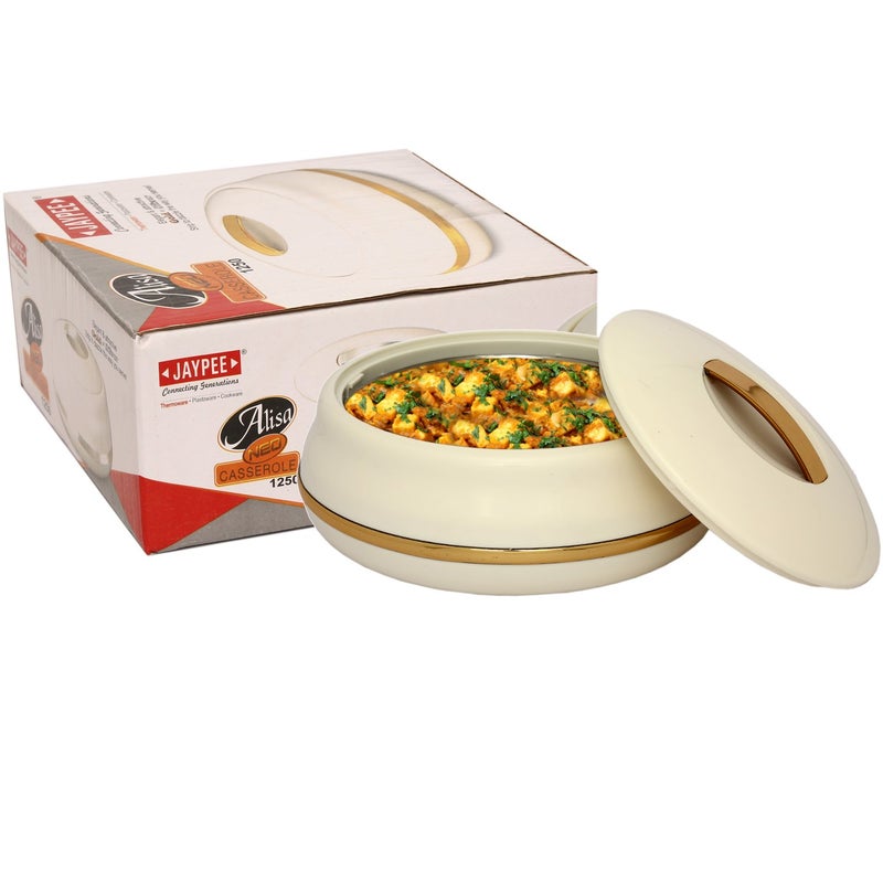 JAYPEE PLUS JAYPEE Alisa Neo 1250ml Insulated Inner Stainless Steel Casserole BPA Free Food Grade Easy to Carry Easy to Store Ideal for Chapatti Casserole for roti Best for Gifting Purpose Golden - Image 2