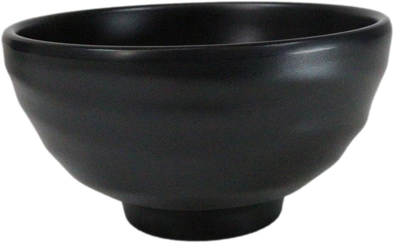 Ebros Gift Contemporary Ridged Matte Black Melamine Series Dinnerware Serveware Kitchenware Set Japanese Chinese Restaurant Supply Pack Of 6 Small Round Soup Appetizer Rice Bowls 10oz - Image 5