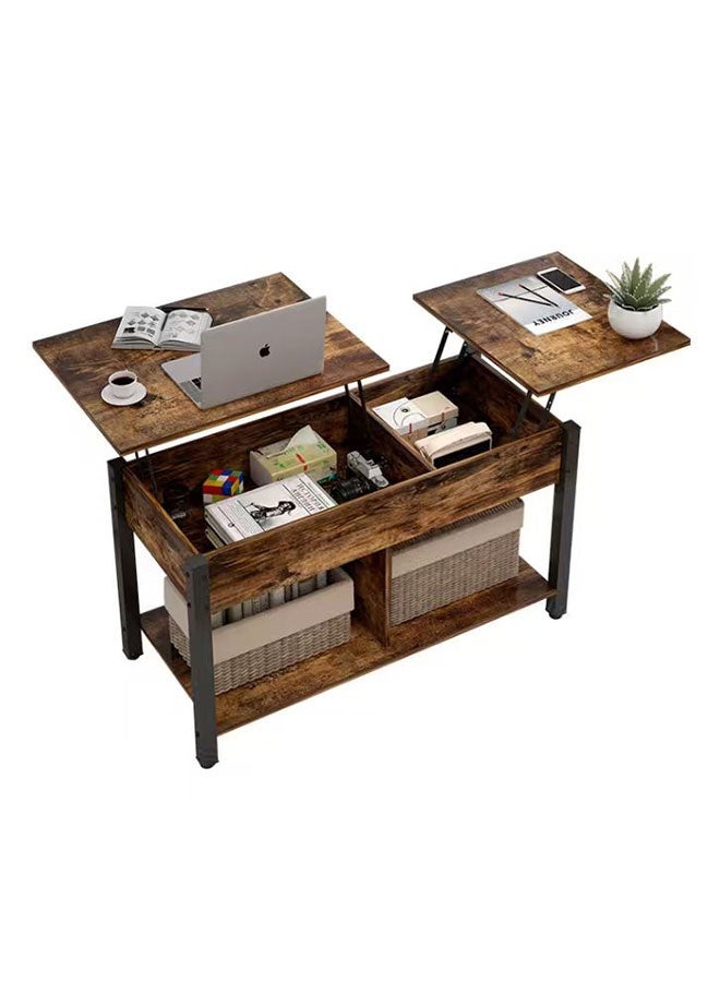 JCB CHIC Lift Top Coffee Table with Hidden Compartment and Storage Shelf,Wood Center Table With Open Shelf,3 In 1Multi-function End Table Dinner Table For Living Room - Image 1