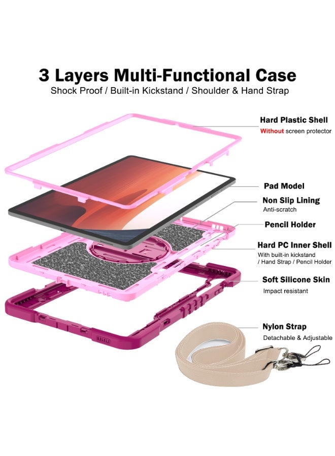 general Compatible with Samsung Galaxy Tab S10  FE PLUS 2025 Cover, Light Weight Rugged Case with Hand Strap Kickstand and Shoulder Straps - Image 4