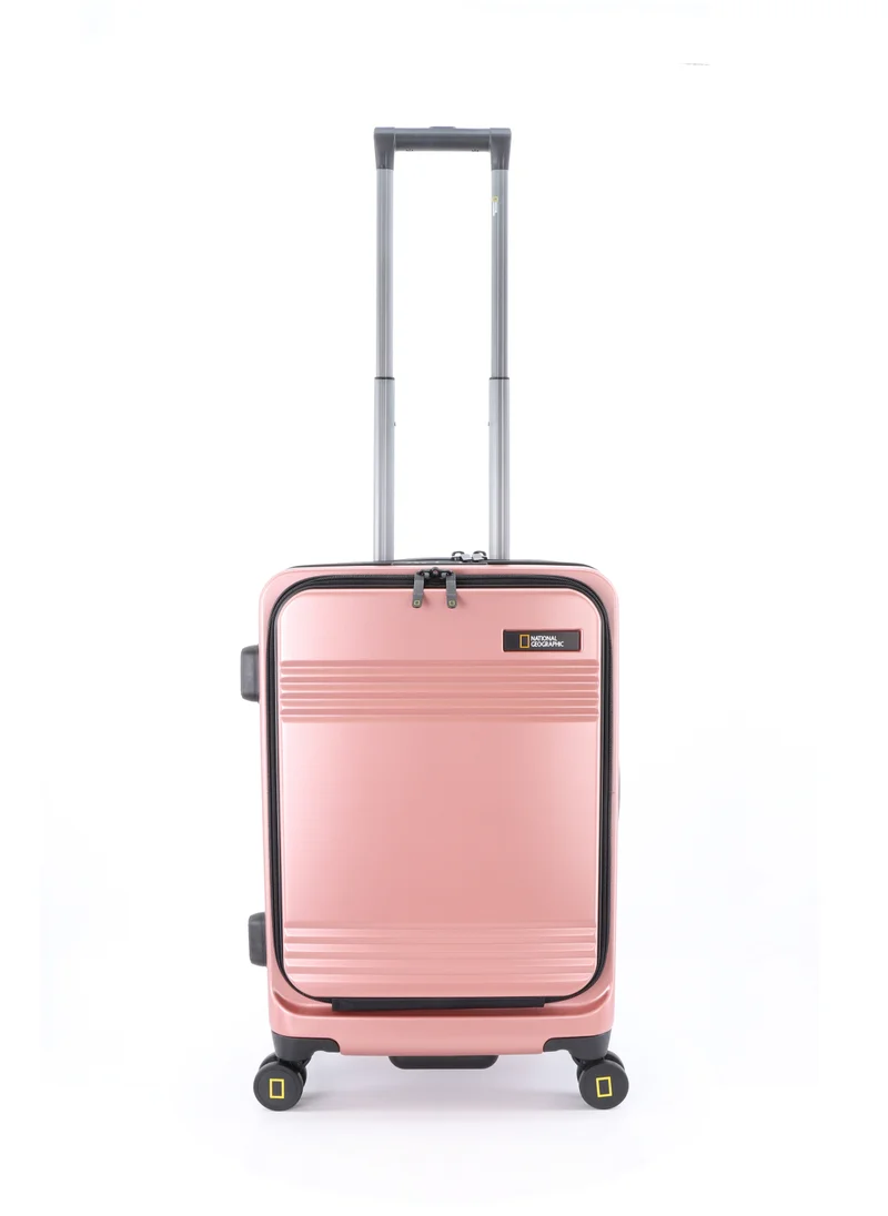 NATIONAL GEOGRAPHIC National Geographic Lodge 20" Carry-On Small Cabin Business Travel Suitcase/ Front Open Laptop Compartment, 100% PC Lightweight Hard Shell Luggage, 4 Double Wheel, TSA Lock Trolley Bag Rose Gold.