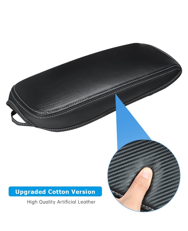 INTGET Center Console Arm Rest Cover for Chevy Impala Accessories 2014-2020 Carbon Fiber with Thin Pad Middle Console Lid Cover for Chevrolet Impala Car Accessories 2014 2015 2016 2017 2018 2019 2020 - Image 2