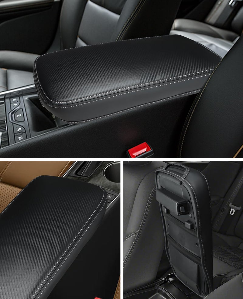 INTGET Center Console Arm Rest Cover for Chevy Impala Accessories 2014-2020 Carbon Fiber with Thin Pad Middle Console Lid Cover for Chevrolet Impala Car Accessories 2014 2015 2016 2017 2018 2019 2020 - Image 5
