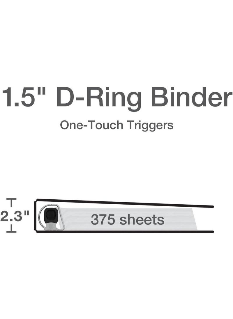 Cardinal Cardinal 3 Ring Binder, 1.5 Inch Premier Easy Open Binder, ONE-TOUCH Locking Slant-D Rings, 400-Sheet Capacity, ClearVue Cover, PVC-Free, Black (10311)  - Image 3