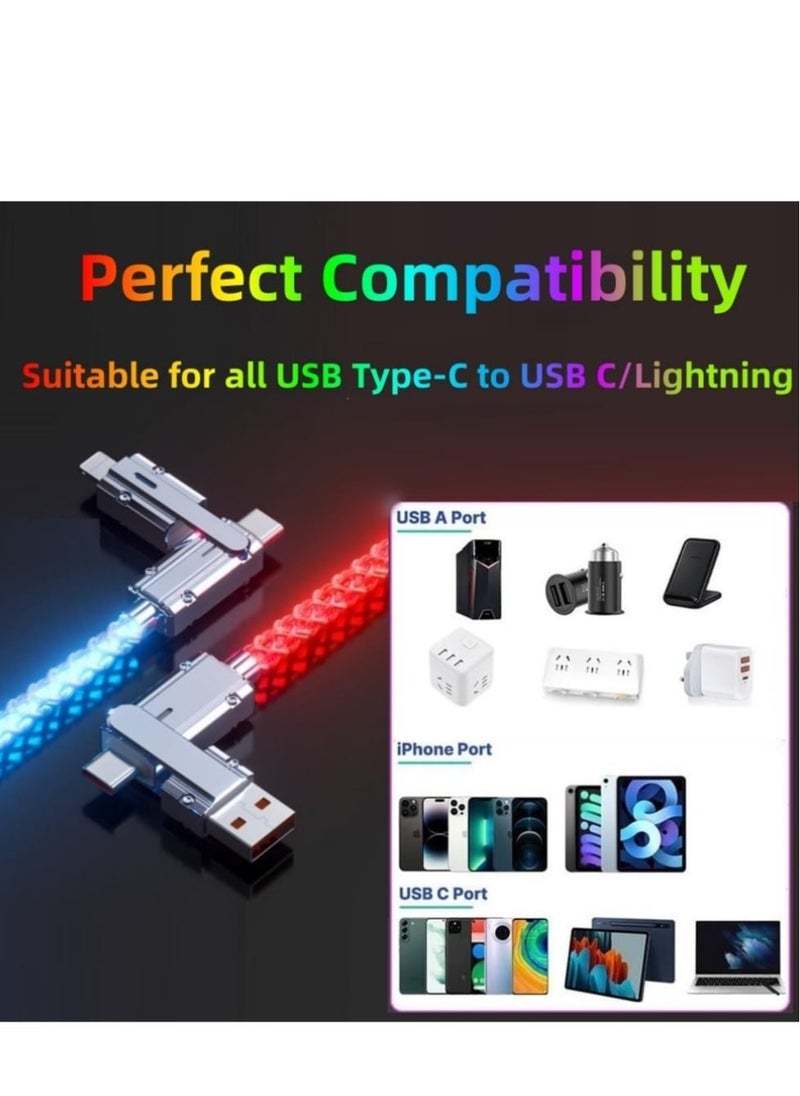 Excefore - 4 in 1 USB C Charging Cable, RGB Colorful Gradual Fast Charging Cord, USB C to C Cable, A/Type C, Multi Charger Cable, Suitable for Samsung S24 S23 S22, Phone15 14 13 Pad Mac(1m) - Image 1