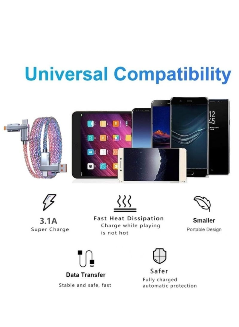 Excefore - 4 in 1 USB C Charging Cable, RGB Colorful Gradual Fast Charging Cord, USB C to C Cable, A/Type C, Multi Charger Cable, Suitable for Samsung S24 S23 S22, Phone15 14 13 Pad Mac(1m) - Image 1