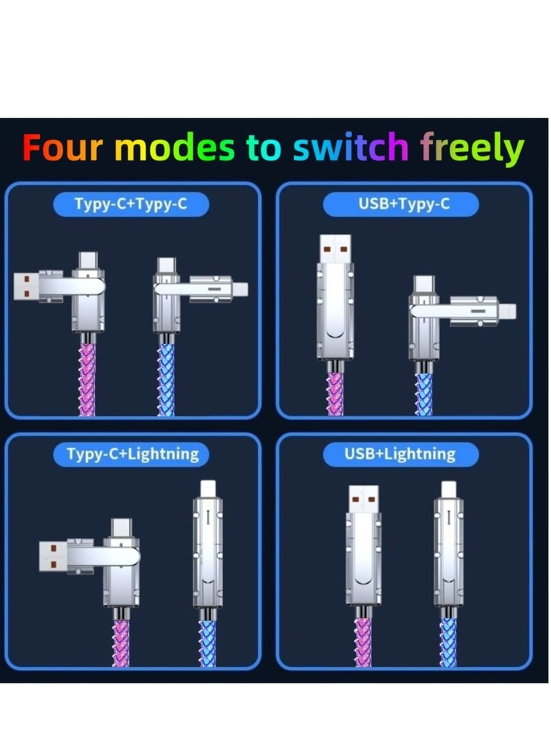 Excefore - 4 in 1 USB C Charging Cable, RGB Colorful Gradual Fast Charging Cord, USB C to C Cable, A/Type C, Multi Charger Cable, Suitable for Samsung S24 S23 S22, Phone15 14 13 Pad Mac(1m) - Image 1