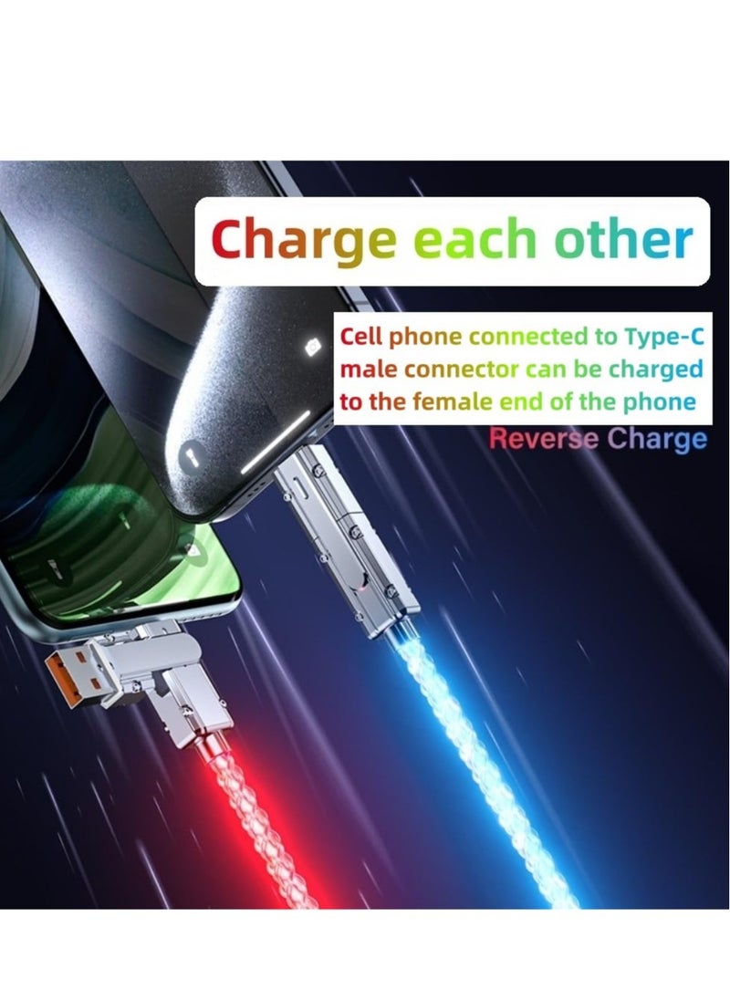 Excefore - 4 in 1 USB C Charging Cable, RGB Colorful Gradual Fast Charging Cord, USB C to C Cable, A/Type C, Multi Charger Cable, Suitable for Samsung S24 S23 S22, Phone15 14 13 Pad Mac(1m) - Image 1