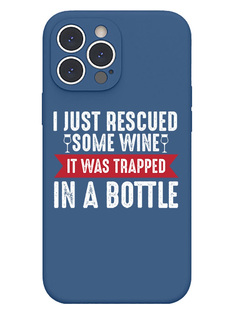 Theodor Protective Slim Fit Case Liquid Silicone Cover with Full Body Protection Anti-Scratch Shockproof Case For iPhone 12 Pro Max Blue  - Wine trapped in bottle white copy - Image 1