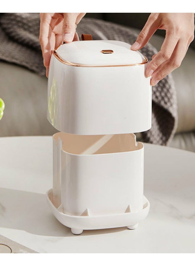 HOMESTAR Luxury Press Desktop Trash Can | Premium ABS+Microfiber Construction | Silent Slow-Close Lid | Double-Layer Hidden Bin Design | High-Gloss Fingerprint-Resistant Finish | Perfect For Office/Study/Bedroom | Modern Home Organization Essential - Image 1