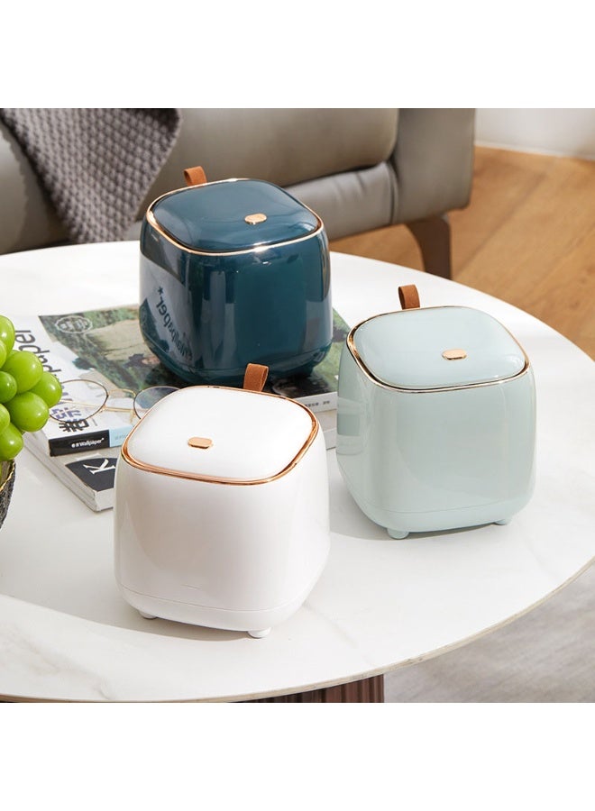 HOMESTAR Luxury Press Desktop Trash Can | Premium ABS+Microfiber Construction | Silent Slow-Close Lid | Double-Layer Hidden Bin Design | High-Gloss Fingerprint-Resistant Finish | Perfect For Office/Study/Bedroom | Modern Home Organization Essential - Image 2