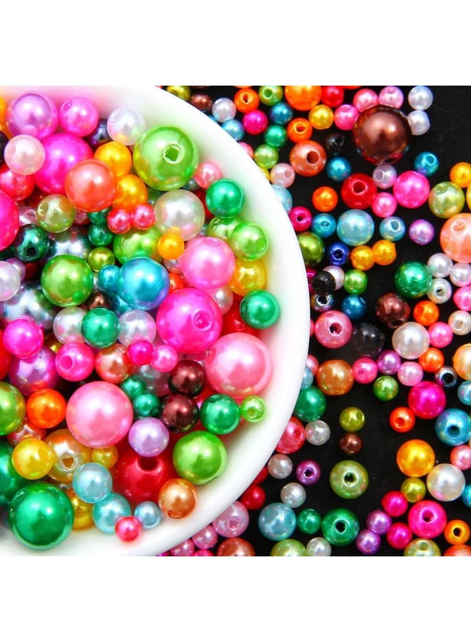 30-1000 Pcs 4/6/8/10mm Acrylic Spacer Beads Imitation ABS Beads Round Loose Beads for Craft Making DIY Garment Accessories - Orange Pink, 4mm 29g 1000pcs - Image 2