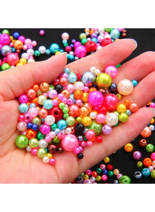 30-1000 Pcs 4/6/8/10mm Acrylic Spacer Beads Imitation ABS Beads Round Loose Beads for Craft Making DIY Garment Accessories - Orange Pink, 4mm 29g 1000pcs - Image 3