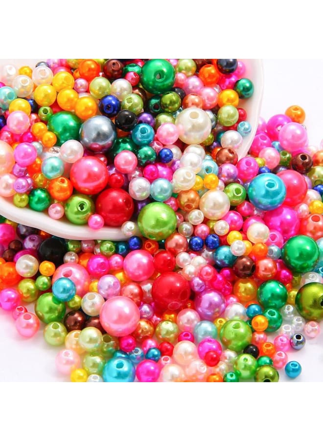 30-1000 Pcs 4/6/8/10mm Acrylic Spacer Beads Imitation ABS Beads Round Loose Beads for Craft Making DIY Garment Accessories - Orange Pink, 4mm 29g 1000pcs - Image 5