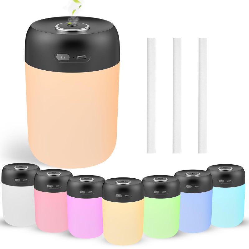 BAMCOO Portable Small Humidifier, 650ml Colorful Mini Humidifier for Bedroom, Office Desktop, Baby Room, Plants, Cool Mist Humidifiers(Black) - Image 1