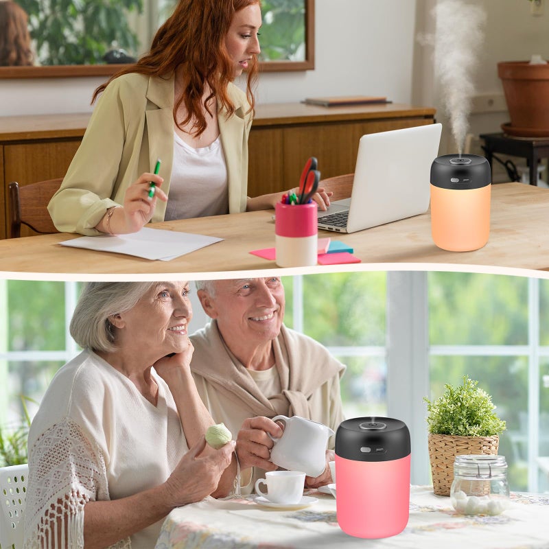 BAMCOO Portable Small Humidifier, 650ml Colorful Mini Humidifier for Bedroom, Office Desktop, Baby Room, Plants, Cool Mist Humidifiers(Black) - Image 5
