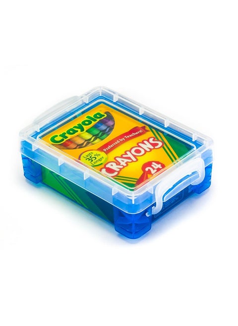 Crayons 24 Count With Blue Super Stacker Plastic Crayon Box (Bundle)