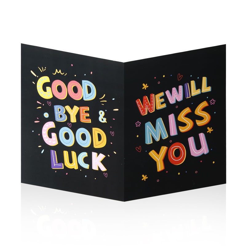 NQEUEPN Large Greeting Card Farewell, 11x17.3 Inch Jumbo Good Luck Card Big Farewell Gift Card with Envelope Huge Funny Leaving Card Coworkers Goodbye Card for Colleague Friends (Black) - Image 1