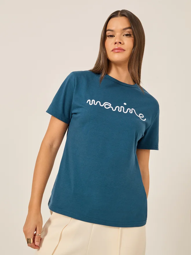 Styli Styli 3D Embroidered Short Sleeve Regular Fit T-Shirt