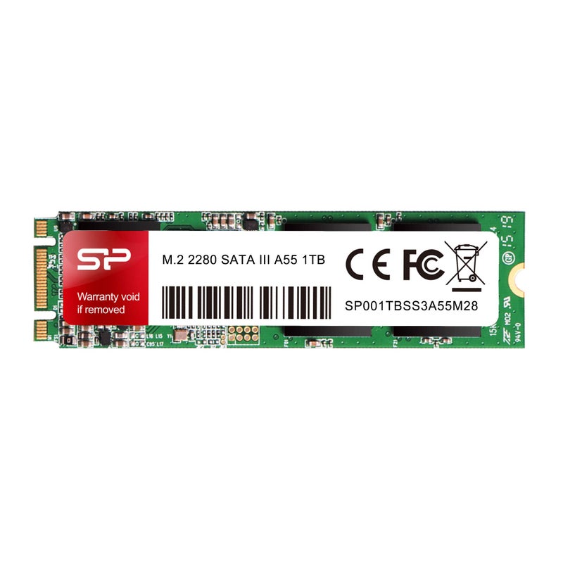SP Silicon Power سيليكون باور 1 تيرابايت A55 M.2 SSD SATA III محرك أقراص الحالة الصلبة الداخلي 2280 SU001TBSS3A55M28AB - Image 1