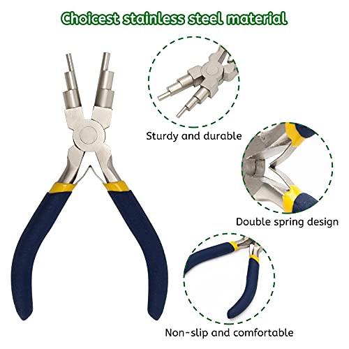 Anglekai 6 Step Jewelry Bail Making Pliers, AngleKai 3-10mm Wire Looping Forming Pliers Wire Wrapping Tools with Non-Slip Handle, Round Nose (1) - Image 3