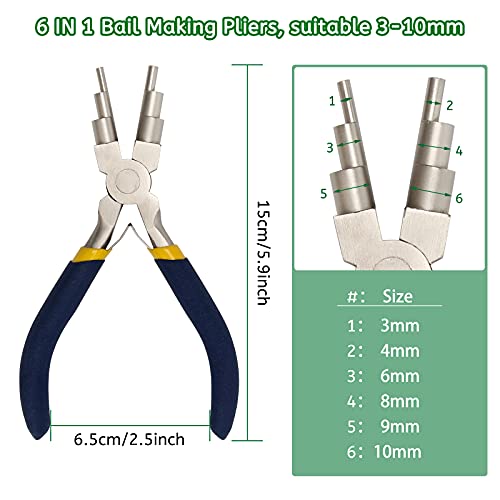 Anglekai 6 Step Jewelry Bail Making Pliers, AngleKai 3-10mm Wire Looping Forming Pliers Wire Wrapping Tools with Non-Slip Handle, Round Nose (1) - Image 2
