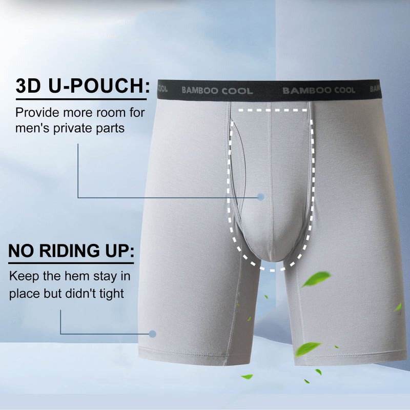 BAMBOO COOL Men's Ultra Breathable Underwear,No Riding Up Boxer Briefs with ComfortFlexible Waistband,Multipack - Image 2