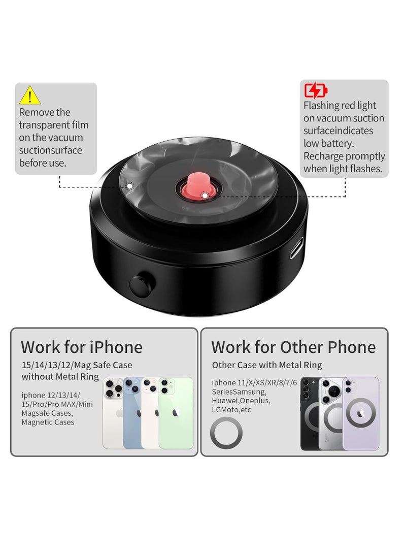 HOUMT Electric Vacuum Magnetic Suction Car Mount Holder Strong Suction Cell Phone Holder for Car Kitchen Mirror Bath Shower (Silver) - Image 4