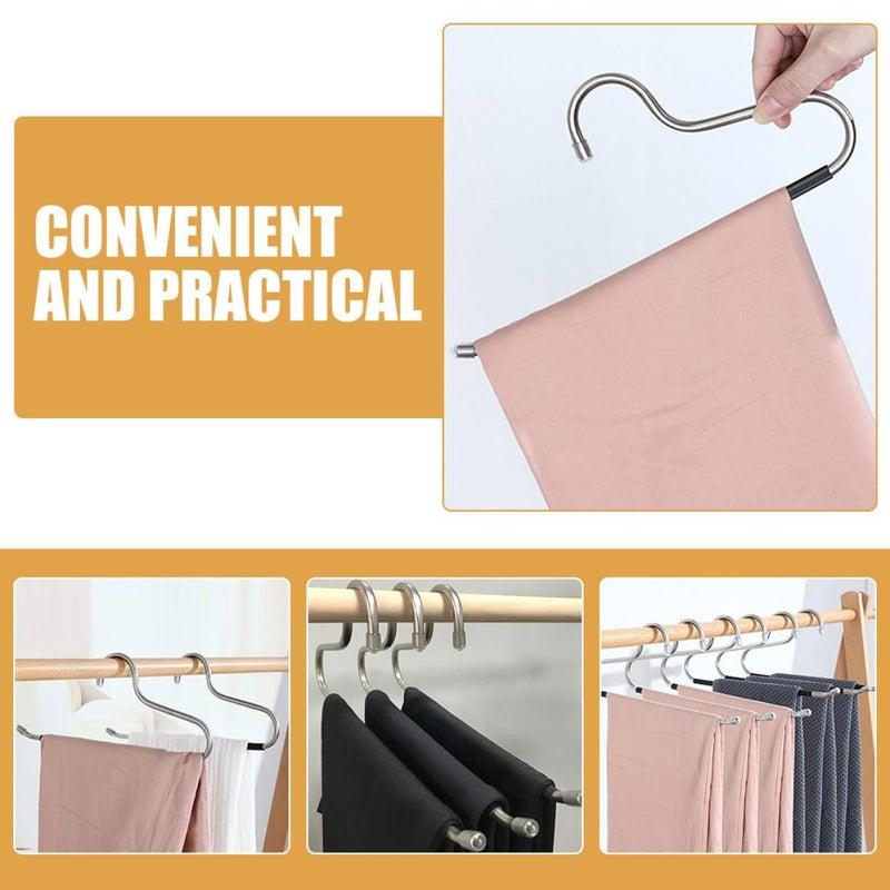 Stainless Steel Pants Hangers 6 Pack Open Ended Non Slip Space Saving Closet Organizer - Image 5