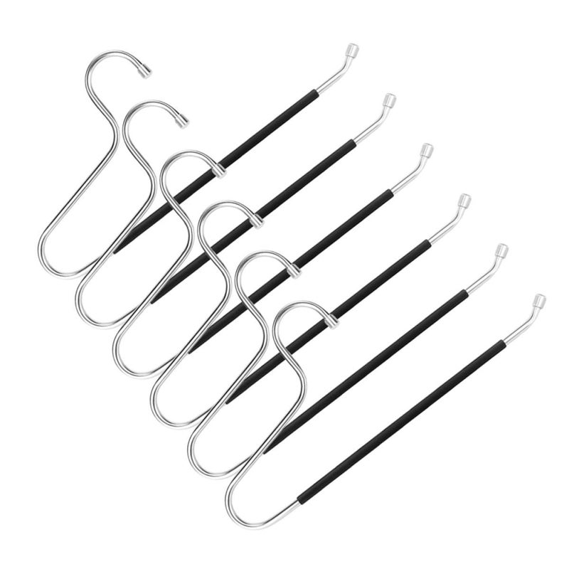 Stainless Steel Pants Hangers 6 Pack Open Ended Non Slip Space Saving Closet Organizer - Image 2